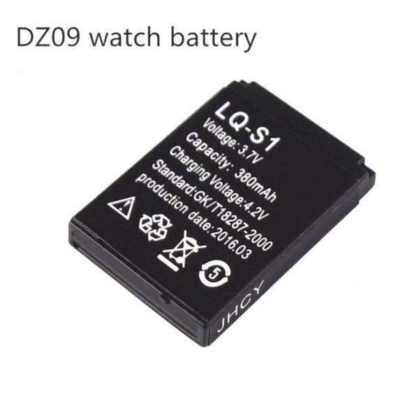 باتری ساعت هوشمند مدل LQS1 باطری 380 میلی آمپری ساعت DZ09 – QW09 – W8 – A1 – V8 – X6 – X7 – HLX-S1- DJ-09 – AB-S1 – M9 – FYM-M9 – JJY-S1 – SCX-M9-CE / LQ S1 3.7V 380mAh 4.2V GK/T18287-2000 Smart watch battery LQ-S1