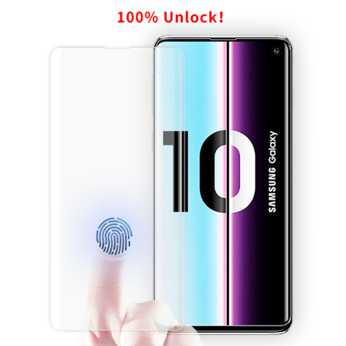 بهترین گلس گوشی سامسونگ S10 Plus محافظ صفحه نمایش شیشه ای سامسونگ اس 10 پلاس تمام صفحه اس ده پلاس با پوشش کامل مدل یو وی UV Nano Glass For Samsung Galaxy S10 plus