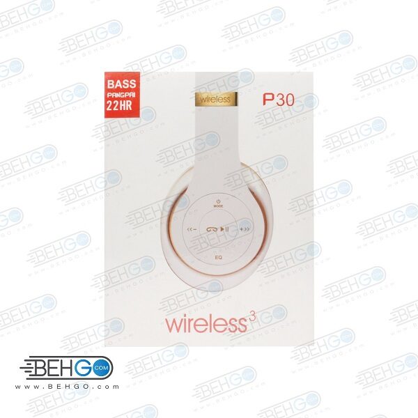 هدفون اصلی P30 هدست بلوتوث دار مدل پی سی  هدفون بی سیم اورجینال اصلی Wireless3 هدست بلوتوثی با کیفیت رنگی Original P30 Wireless Headphones
