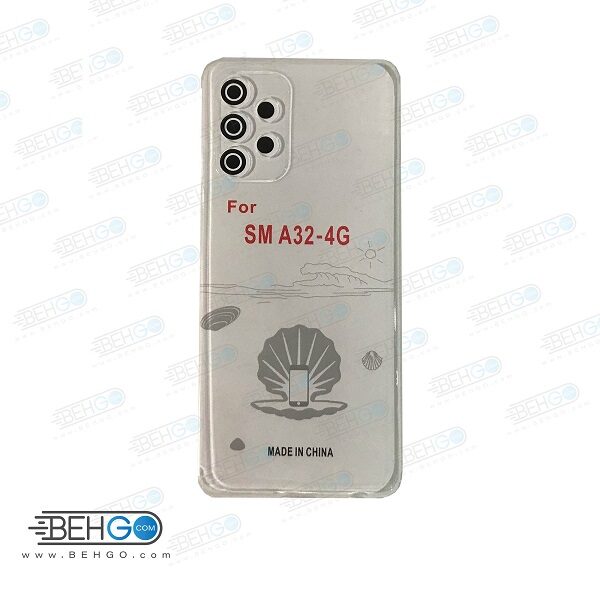 قاب گوشی A32 4G کاور ژله ای شفاف با محافظ لنز دوربین سامسونگ Samsung A32 4G